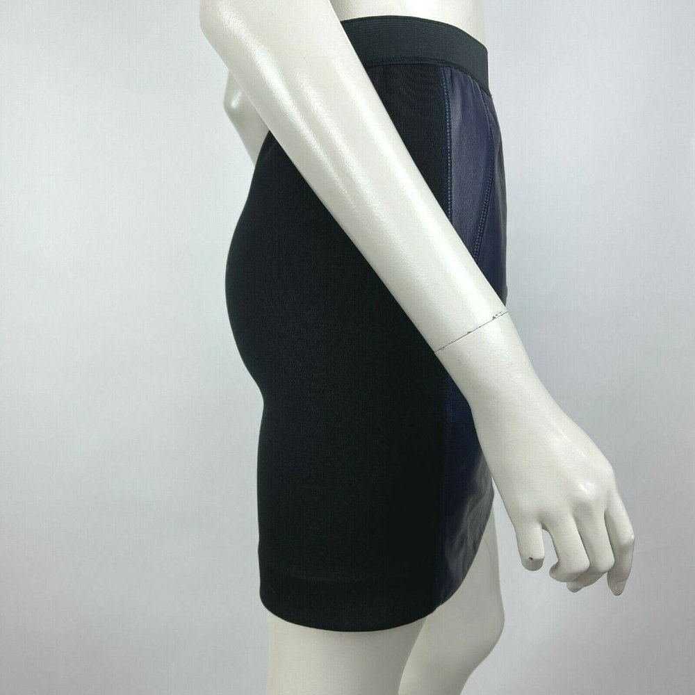 Sandro Paris Leather Front Mini Skirt Elastic Wais - Picture 5 of 11